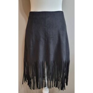 Forever 21 Black Suede Fringe Mini Skirt